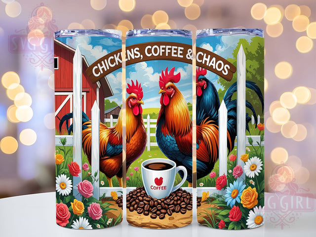 Chicken Coffee Funny Farm Life Tumbler, Coffee Lover Tumbler, Farm Life Tumbler, Funny Chicken Tumbler, Rustic Tumbler, 20oz Sublimation Wrap, Country Life Tumbler Sublimation SvggirlplusArt 