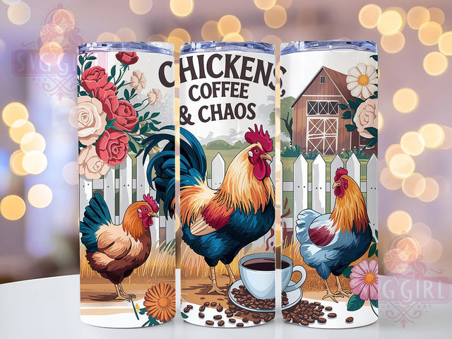 Chicken Coffee Funny Farm Life Tumbler, Coffee Lover Tumbler, Farm Life Tumbler, Funny Chicken Tumbler, Rustic Tumbler, 20oz Sublimation Wrap, Country Life Tumbler Sublimation SvggirlplusArt 