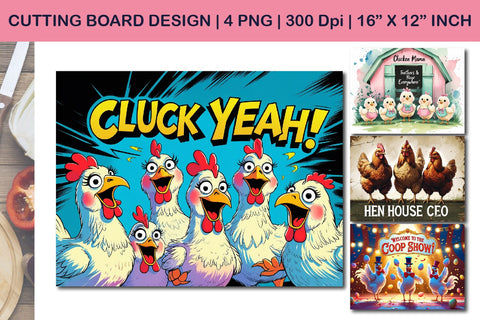 chicken cutting board design, cluck yeah funny art Sublimation Paper Switch 