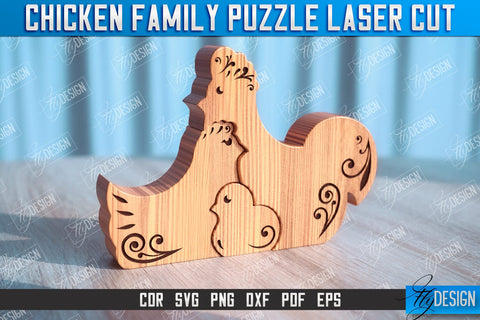 Chicken Family Puzzle Bundle | Chicken Puzzle Template | Eco-Friendly Gift | Home Décor | CNC File SVG Fly Design 