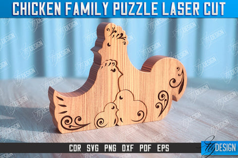 Chicken Family Puzzle Bundle | Chicken Puzzle Template | Eco-Friendly Gift | Home Décor | CNC File SVG Fly Design 