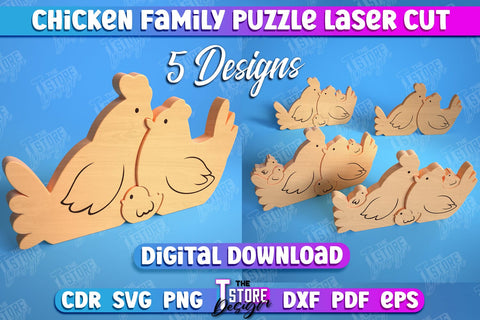 Chicken Family Puzzle Bundle | Chicken Puzzle Template | Eco-Friendly Gift | Home Décor | CNC File SVG The T Store Design 