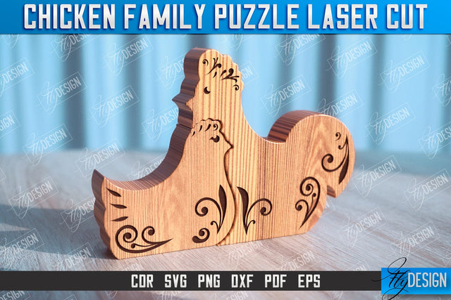 Chicken Family Puzzle | Chicken Puzzle Template | Eco-Friendly Gift | Home Décor | CNC File SVG Fly Design 