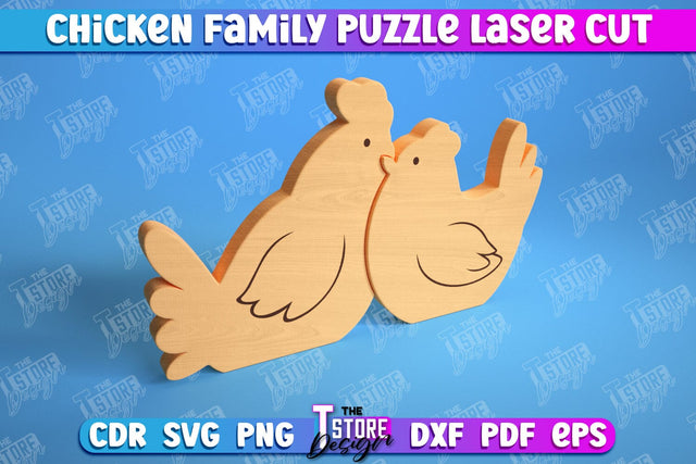 Chicken Family Puzzle | Chicken Puzzle Template | Eco-Friendly Gift | Home Décor | CNC File SVG The T Store Design 