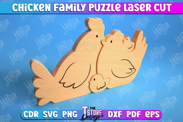 Chicken Family Puzzle | Chicken Puzzle Template | Eco-Friendly Gift | Home Décor | CNC File SVG The T Store Design 