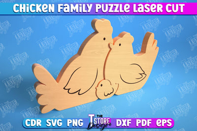 Chicken Family Puzzle | Chicken Puzzle Template | Eco-Friendly Gift | Home Décor | CNC File SVG The T Store Design 