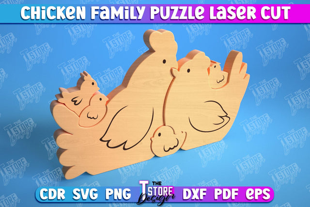 Chicken Family Puzzle | Chicken Puzzle Template | Eco-Friendly Gift | Home Décor | CNC File SVG The T Store Design 
