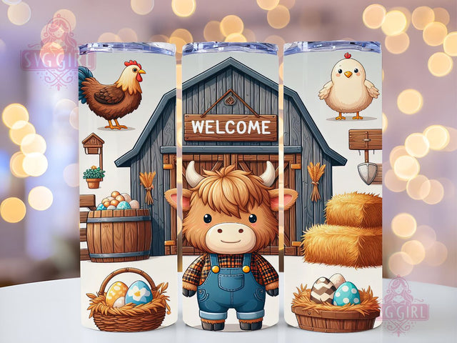 Chicken Farm Highland Cow 20oz Tumbler Wrap Sublimation Design, Straight Tapered Tumbler Wrap, Highland Cow Tumbler Png, Instant Digital Download Sublimation SvggirlplusArt 
