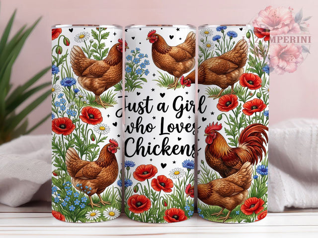 Chicken Girl Floral 20oz Tumbler, Chicken Girl, Floral Chicken, Chicken Tumbler, 20oz Tumbler, Girl Tumbler, Farm Tumbler, Tumbler Wrap Sublimation Li Zamperini 