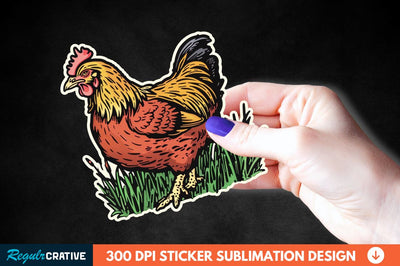 Chicken In Grass Sticker Clipart Sublimation Regulrcrative 