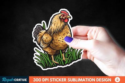 Chicken In Grass Sticker Clipart Sublimation Regulrcrative 