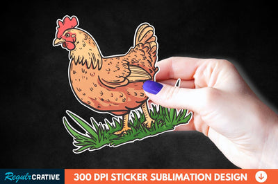Chicken In Grass Sticker Clipart Sublimation Regulrcrative 