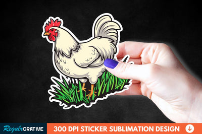 Chicken In Grass Sticker Clipart Sublimation Regulrcrative 