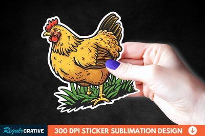 Chicken In Grass Sticker Clipart Sublimation Regulrcrative 