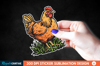Chicken In Grass Sticker Clipart Sublimation Regulrcrative 