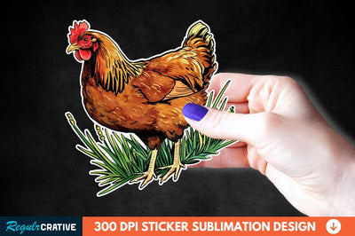 Chicken In Grass Sticker Clipart Sublimation Regulrcrative 
