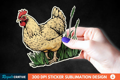 Chicken In Grass Sticker Clipart Sublimation Regulrcrative 