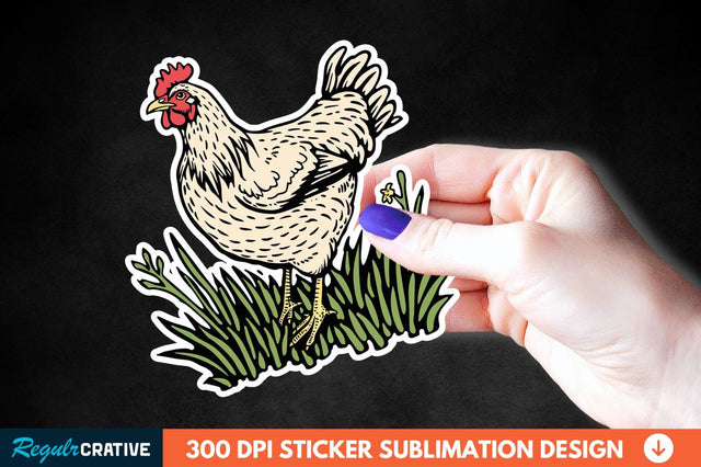 Chicken In Grass Sticker Clipart Sublimation Regulrcrative 