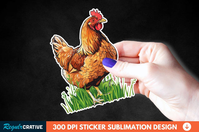 Chicken In Grass Sticker Clipart Sublimation Regulrcrative 