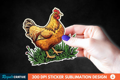 Chicken In Grass Sticker Clipart Sublimation Regulrcrative 