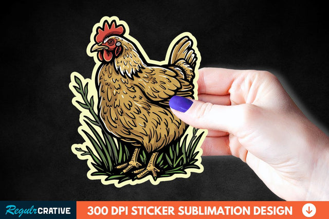 Chicken In Grass Sticker Clipart Sublimation Regulrcrative 