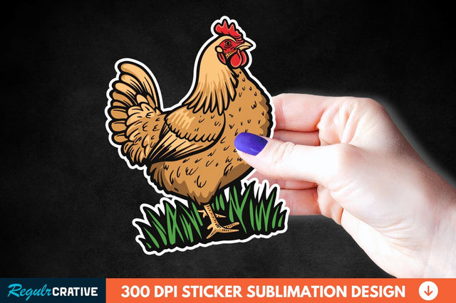 Chicken In Grass Sticker Clipart Sublimation Regulrcrative 