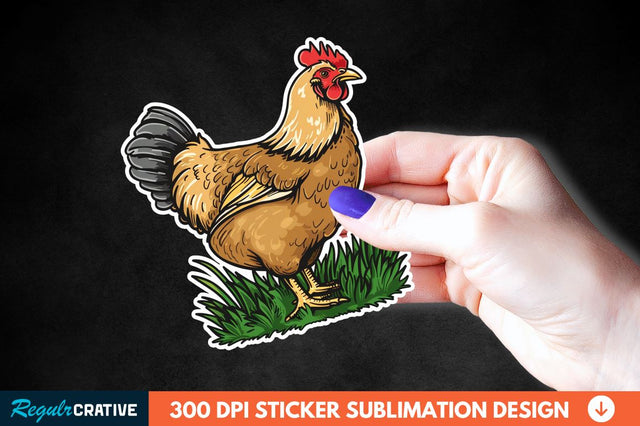 Chicken In Grass Sticker Clipart Sublimation Regulrcrative 