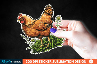 Chicken In Grass Sticker Clipart Sublimation Regulrcrative 