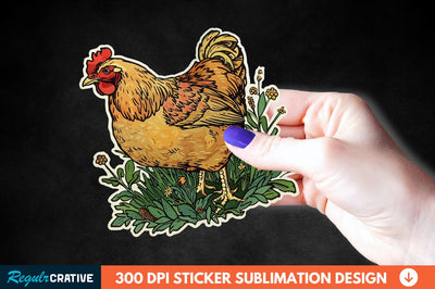 Chicken In Grass Sticker Clipart Sublimation Regulrcrative 