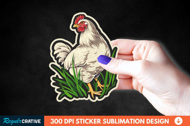 Chicken In Grass Sticker Clipart Sublimation Regulrcrative 