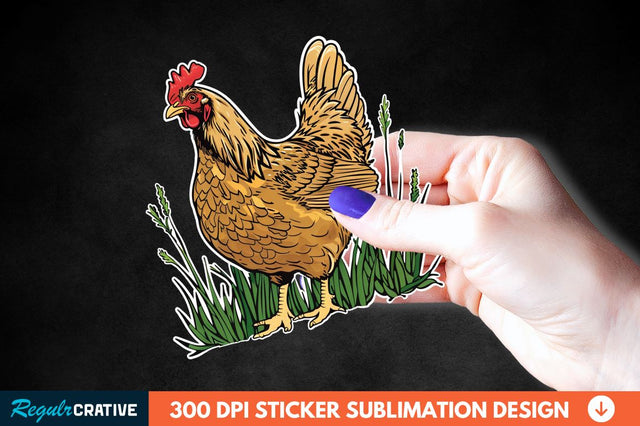 Chicken In Grass Sticker Clipart Sublimation Regulrcrative 