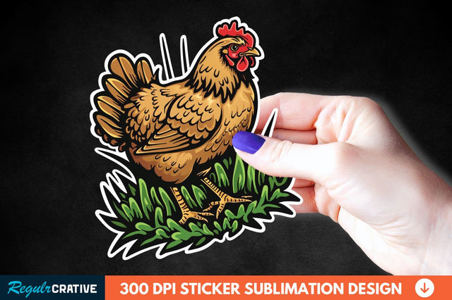 Chicken In Grass Sticker Clipart Sublimation Regulrcrative 
