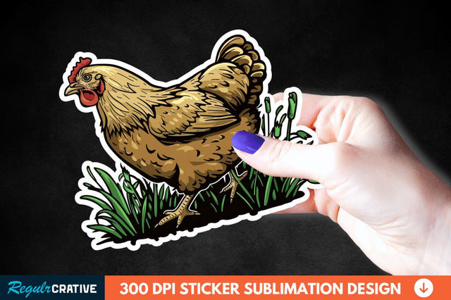 Chicken In Grass Sticker Clipart Sublimation Regulrcrative 