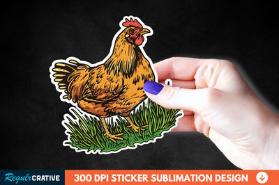 Chicken In Grass Sticker Clipart Sublimation Regulrcrative 