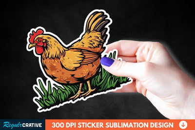 Chicken In Grass Sticker Clipart Sublimation Regulrcrative 