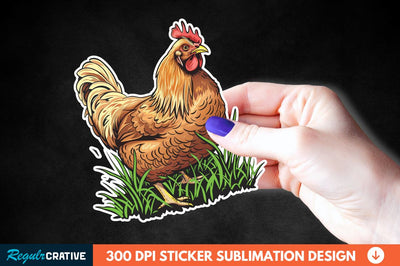 Chicken In Grass Sticker Clipart Sublimation Regulrcrative 