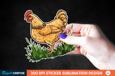 Chicken In Grass Sticker Clipart Sublimation Regulrcrative 