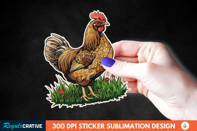 Chicken In Grass Sticker Clipart Sublimation Regulrcrative 