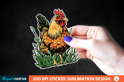 Chicken In Grass Sticker Clipart Sublimation Regulrcrative 
