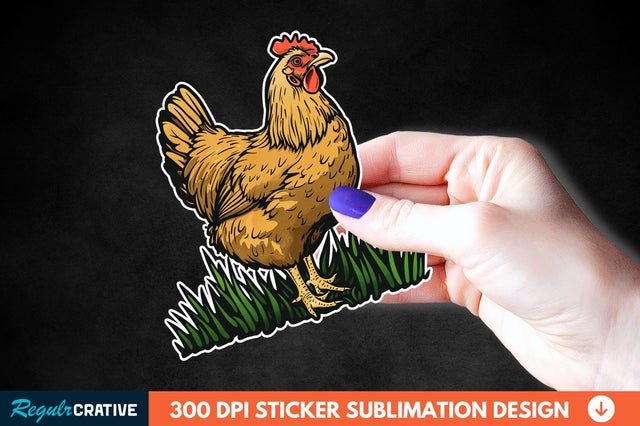 Chicken In Grass Sticker Clipart Sublimation Regulrcrative 