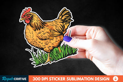 Chicken In Grass Sticker Clipart Sublimation Regulrcrative 