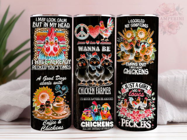 Chicken Lover 20oz Tumbler Wrap PNG, Farm Life Tumbler Png, Straight & Tapered Tumbler Wrap, Instant Digital Download Sublimation Li Zamperini 