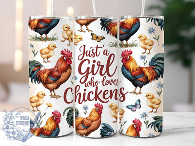Chicken Meadow Girl 20oz Tumbler, Chicken Motif, Meadow Theme, Farmhouse Style, Country Girl, Rustic Design, Skinny Tumbler, Sublimation PNG Sublimation ToriDesigns 