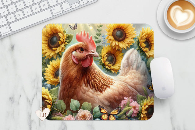 Chicken Mouse Pad - Sunflower Mousepad PNG Sublimation BijouBay 
