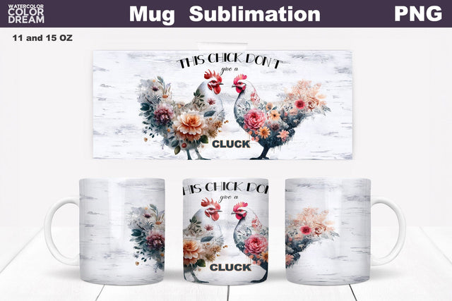 Chicken Mug Sublimation | Farmhouse Mug Wrap Sublimation WatercolorColorDream 