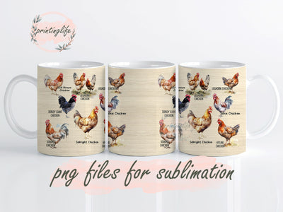Chicken Mug Wrap Design, Instant Digital Design Download Mug Wrap Design, Mug Design PNG Sublimation PrintingLife 