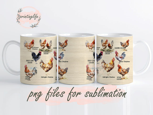 Chicken Mug Wrap Design, Instant Digital Design Download Mug Wrap Design, Mug Design PNG Sublimation PrintingLife 