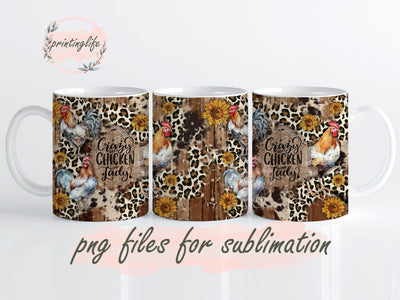 Chicken Mug Wrap Design, Instant Digital Design Download Mug Wrap Design, Mug Design PNG Sublimation PrintingLife 