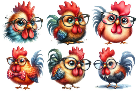 Chicken & Rooster with Glasses - Part 1 Sublimation designartist 