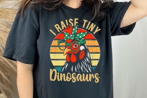 Chicken-Shirt I Raise Tiny Dinosaur Funny Women Mom Mama Hen T-Shirt SVG DesignDestine 